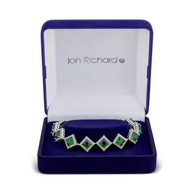Green cubic zirconia square bracelet